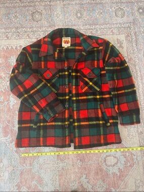 KJP The Manchester Barn Coat Button-Up Jacket in Red & Green